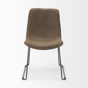 Sawyer I Brown Faux-Leather Seat BlackIron Frame Dining Chair