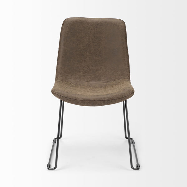 Sawyer I Brown Faux-Leather Seat BlackIron Frame Dining Chair