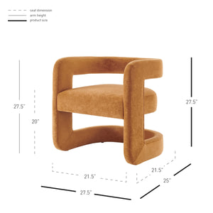 Althea Velvet Accent Arm Chair, Dainty Caramel