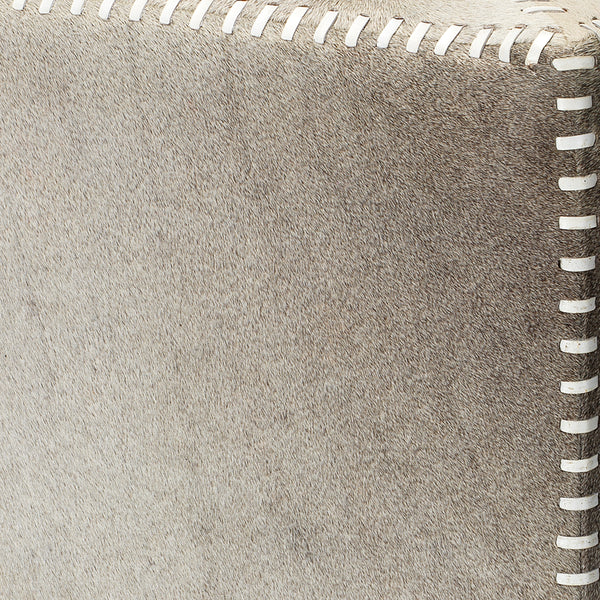 Grey Hair on Hide Ottoman, Small