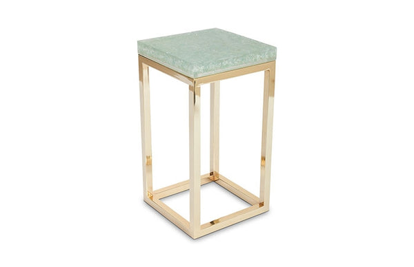 Square End Table Base, Polished Brass, w/ PC Top