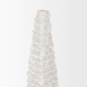 Pyramis White Rough Marble Obelisk 16"