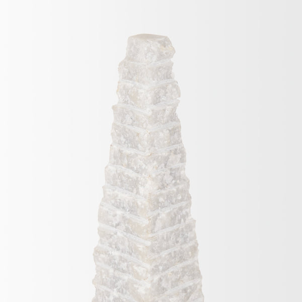Pyramis White Rough Marble Obelisk 16"