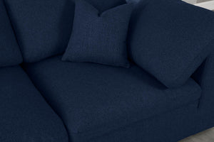 Carmen Cloud Modular Sectional In Navy Linen Fabric