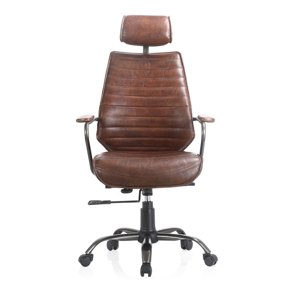 Moe's Executive Office Chair in Dark Brown Leather