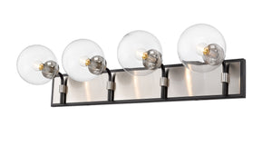 Parsons 4 Light Vanity in Matte Black + Brushed Nickel Finish
