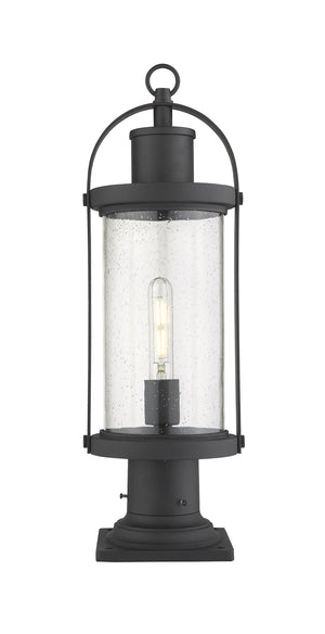 Roundhouse 1 Light Outdoor Pier Mounted Fixture in Black Finish