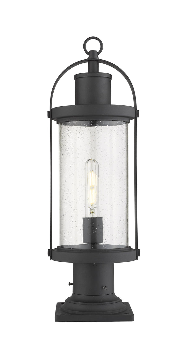 Roundhouse 1 Light Outdoor Pier Mounted Fixture in Black Finish