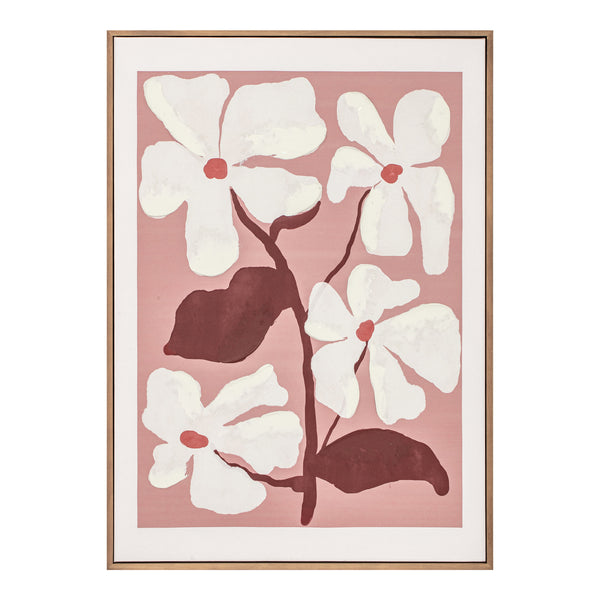 Blush Framed Painting with Textured Floral Art