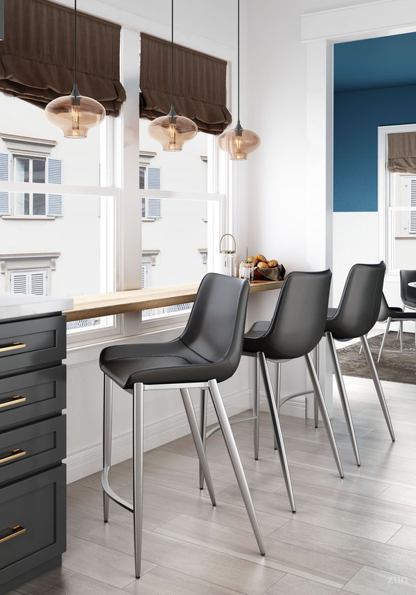 Magnus Counter Stool (Set of 2) Black & Silver