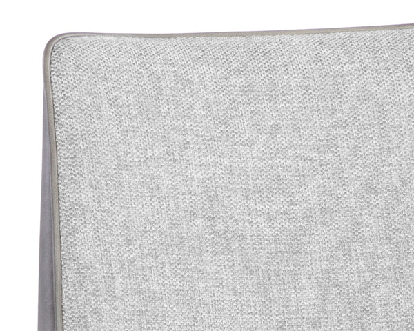 RENEE STACKABLE DINING CHAIR - ANTIQUE BRASS - BELFAST HEATHER GREY / BRAVO METAL