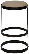 Dior Industrial Steel Bar Stool in Matte Black with Light Linen Cushion