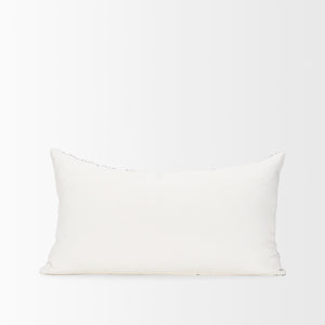 Janelle Cream w/ Indigo Print Linen Lumbar Decorative Pillow Cover