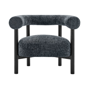 Vincent Chenille Accent Arm Chair Black Legs, Grenada Charcoal 