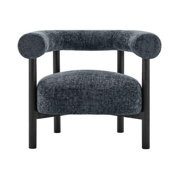 Vincent Chenille Accent Arm Chair Black Legs, Grenada Charcoal 