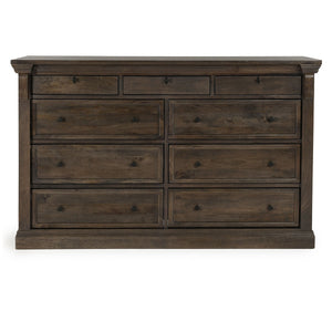 Adelaide Solid Wood 9-Drawer Dresser in Cocoa Brown