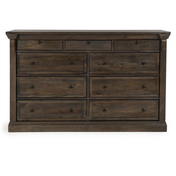 Adelaide Solid Wood 9-Drawer Dresser in Cocoa Brown
