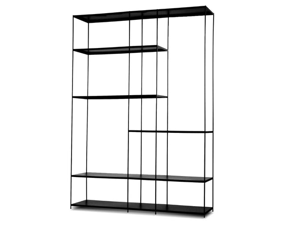 ETTA Bookshelf in large-metal shelves/industrial blk metal frame