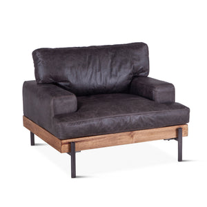 Portofino Distressed Antique Ebony Leather Armchair