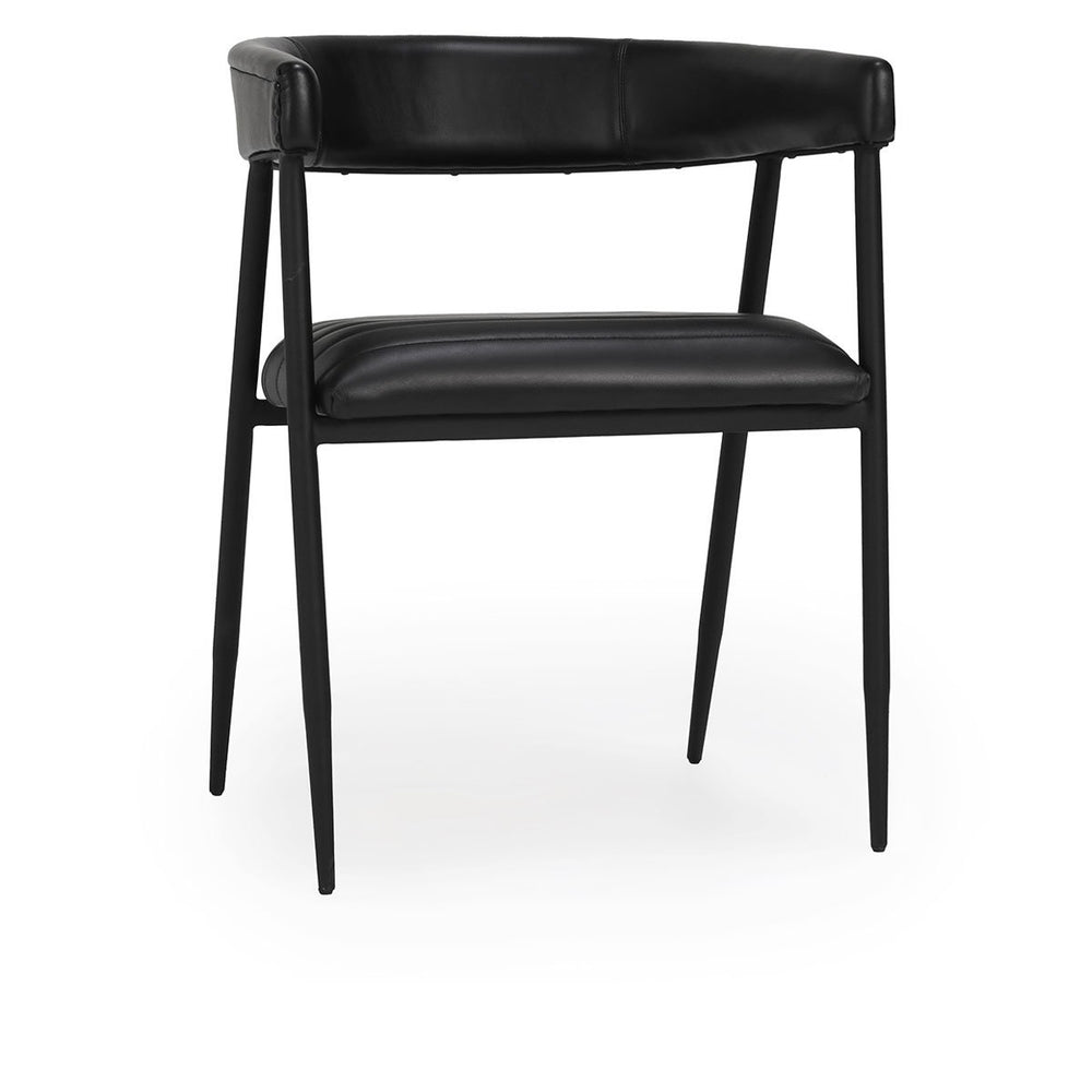 Preston Leather Dining Chair - Midnight Raven with Iron Base