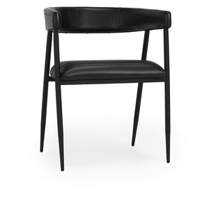 Preston Leather Dining Chair - Midnight Raven with Iron Base