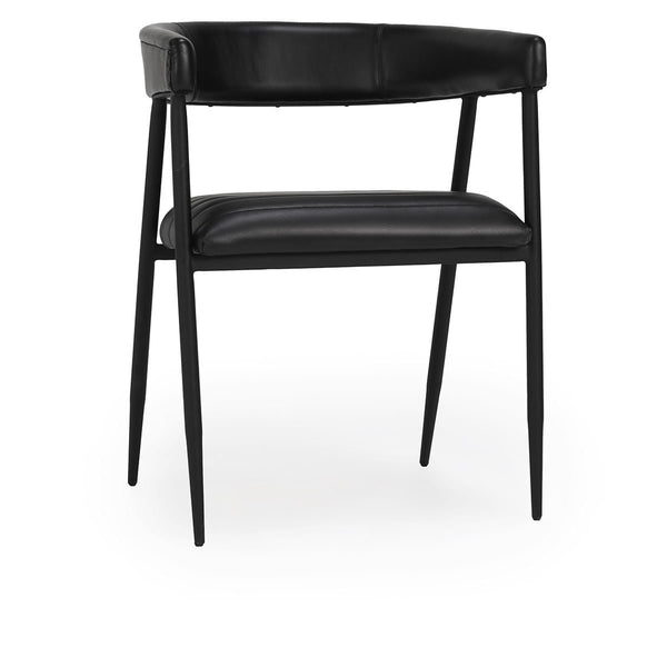 Preston Leather Dining Chair - Midnight Raven with Iron Base