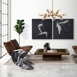 Flavelle I Brown Leather Cushion Seat and Solid Iron Base Accent Chair