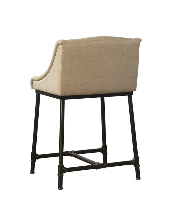 Linen & Iron Pipe Counter Stool