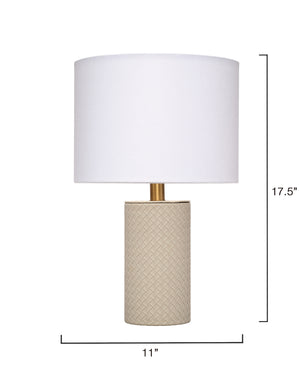 Roman Leather Table Lamp with Linen Shade, Grey