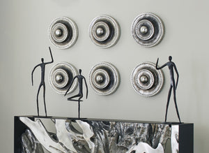 Circles Wall Tile, Silver Leaf with Antiquing