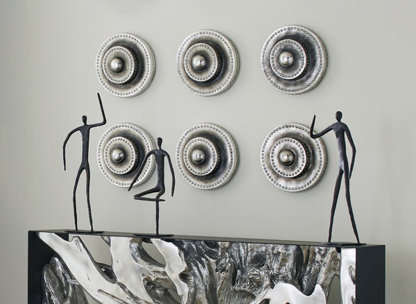 Circles Wall Tile, Silver Leaf with Antiquing