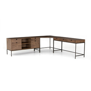 Trey Desk System With Filing Credenza