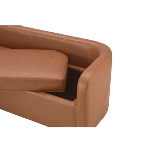 Wendy KD Faux Leather Storage Bench, Vintage Cider