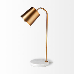 Sanderson (21.8"H) Gold Metal Shade White Marble Base Table Lamp