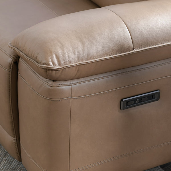 Branford Leather Power Recliner Sectional with LAF Chaise