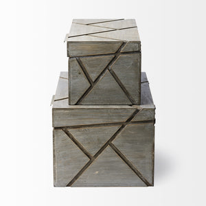 Niobe (Set of 2) 16L x 11W Gray Wooden Nesting Boxes