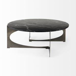 Reinhold III Black Marble Top Iron Coffee Table