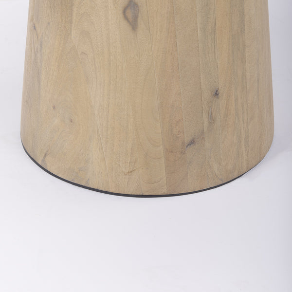Maxwell 32" Round White Marble Tabletop w/ Blonde Wood & Black Metal Accent Pedestal Bistro Table