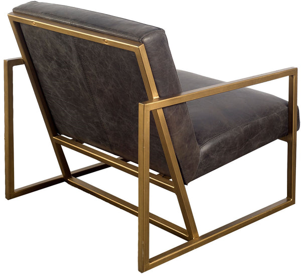 Armelle I Black Leather Seat w/Gold Metal Frame Accent Chair