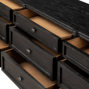 Toulouse 9 Drawer Dresser In Dstrssd Black