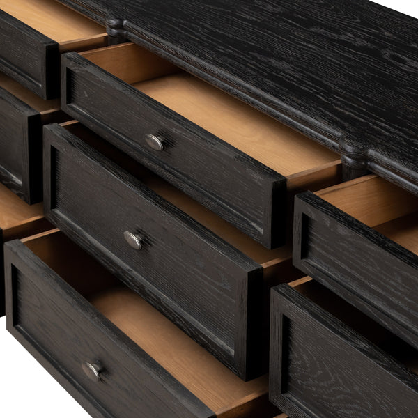 Toulouse 9 Drawer Dresser In Dstrssd Black