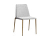 RENEE STACKABLE DINING CHAIR - ANTIQUE BRASS - BELFAST HEATHER GREY / BRAVO METAL