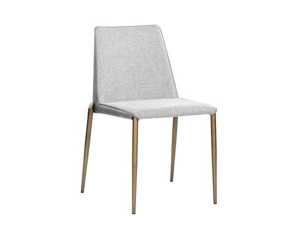 RENEE STACKABLE DINING CHAIR - ANTIQUE BRASS - BELFAST HEATHER GREY / BRAVO METAL