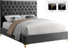 Robin Queen Bed In Grey Velvet