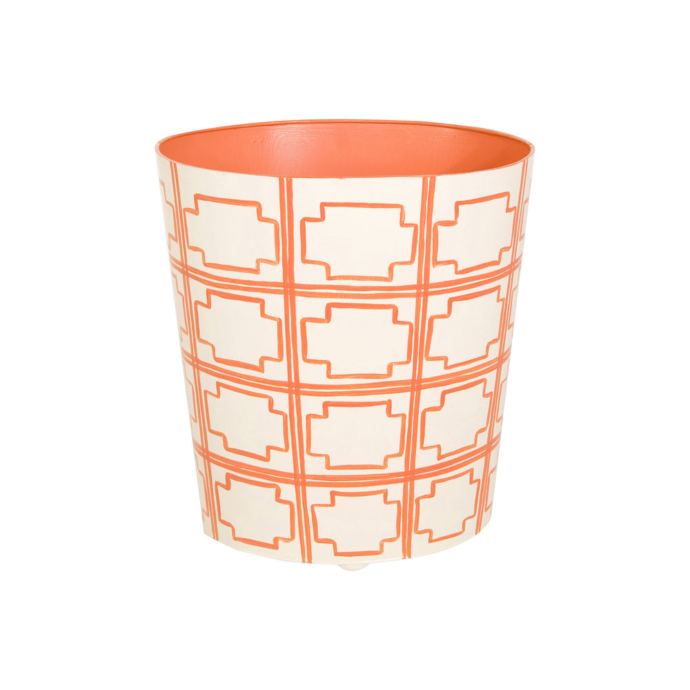 OVAL WASTEBASKET CREAM/ORANGE SQRS