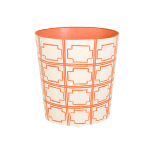 OVAL WASTEBASKET CREAM/ORANGE SQRS