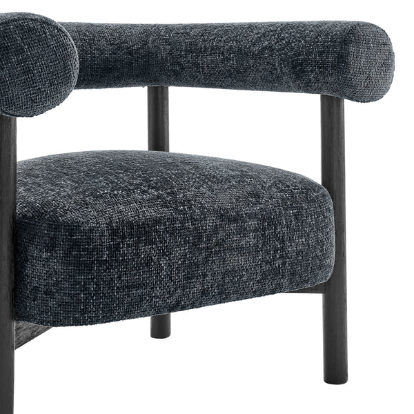 Vincent Chenille Accent Arm Chair Black Legs, Grenada Charcoal 