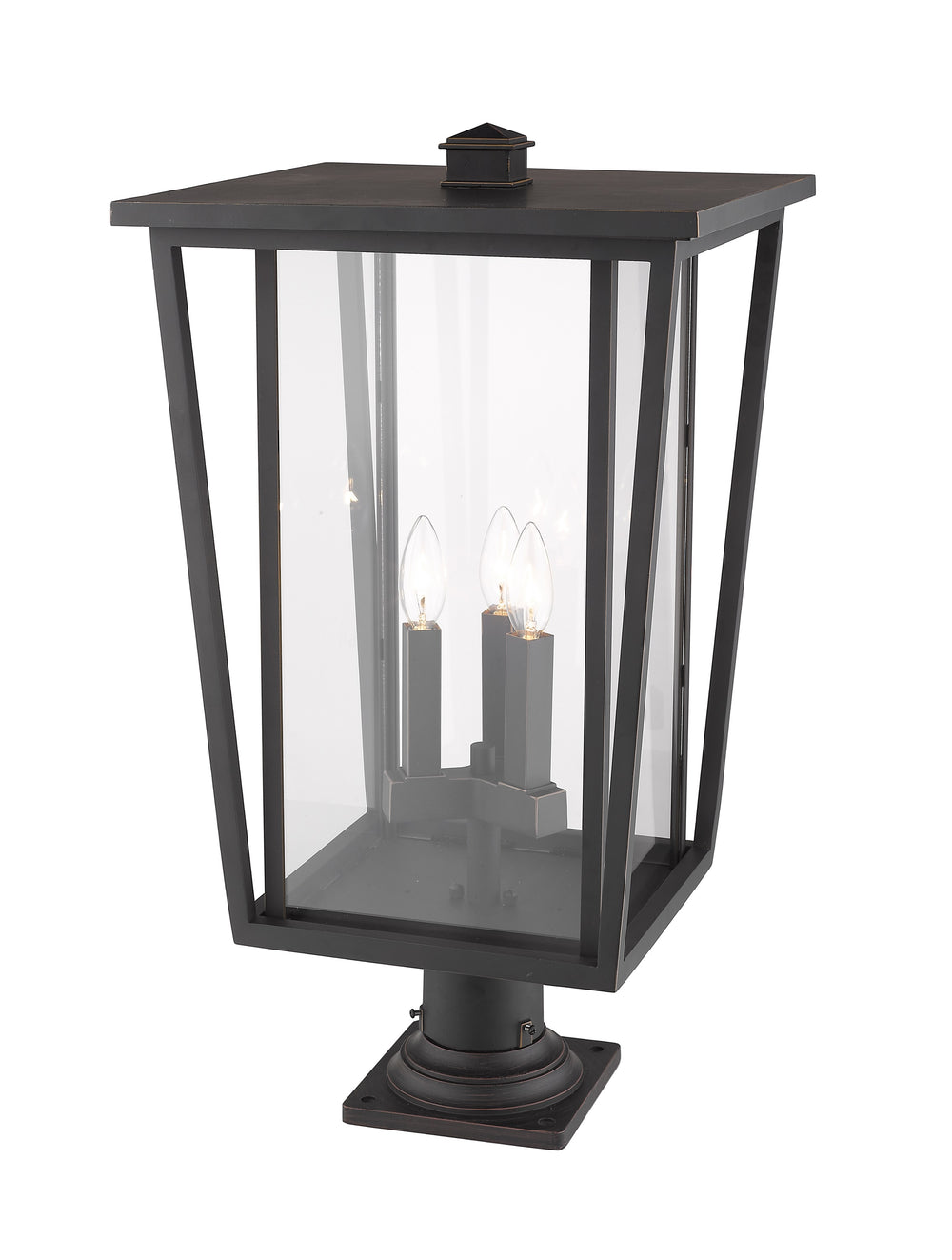 Seoul 3 Light Outdoor Pier Mounted Fixture in Oil Rubbed Bronze Finish