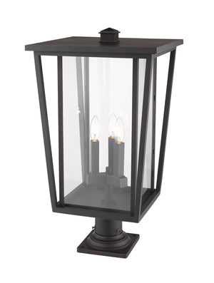 Seoul 3 Light Outdoor Pier Mounted Fixture in Oil Rubbed Bronze Finish