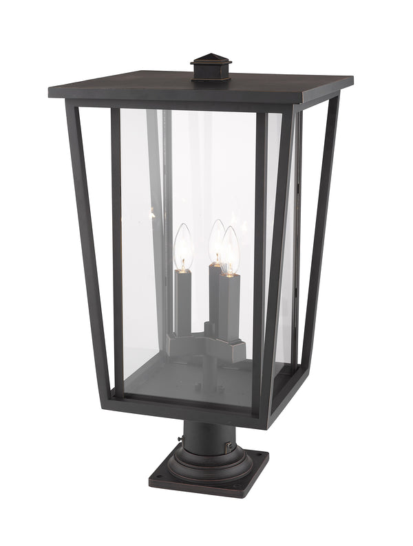 Seoul 3 Light Outdoor Pier Mounted Fixture in Oil Rubbed Bronze Finish